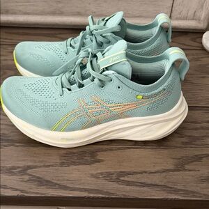 Asics Mint Green Knit Running Shoes with Pastel Accents